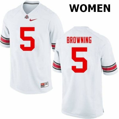 NCAA Ohio State Buckeyes Women's #5 Baron Browning White Nike Football College Jersey USX8145JI